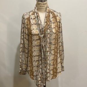 Rachel Zoe animal print long sleeve blouse size small